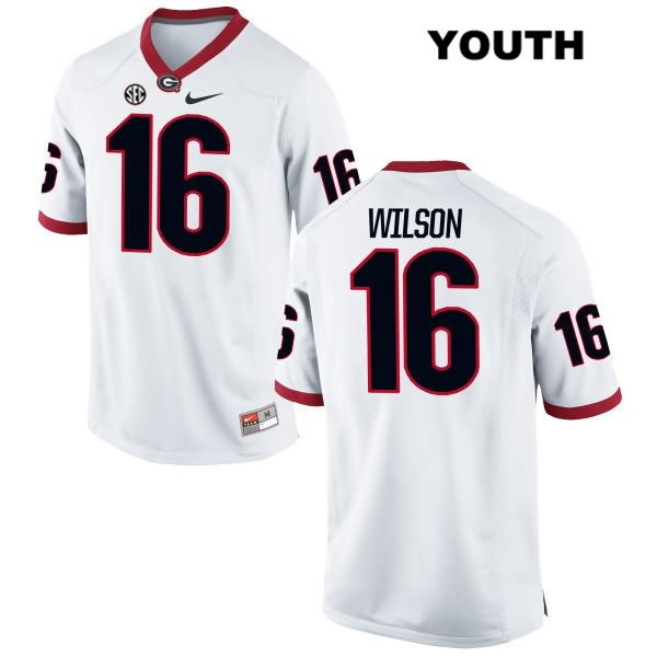 Georgia Bulldogs Youth Divaad Wilson #16 NCAA Authentic White Nike Stitched College Football Jersey NMZ0856UQ